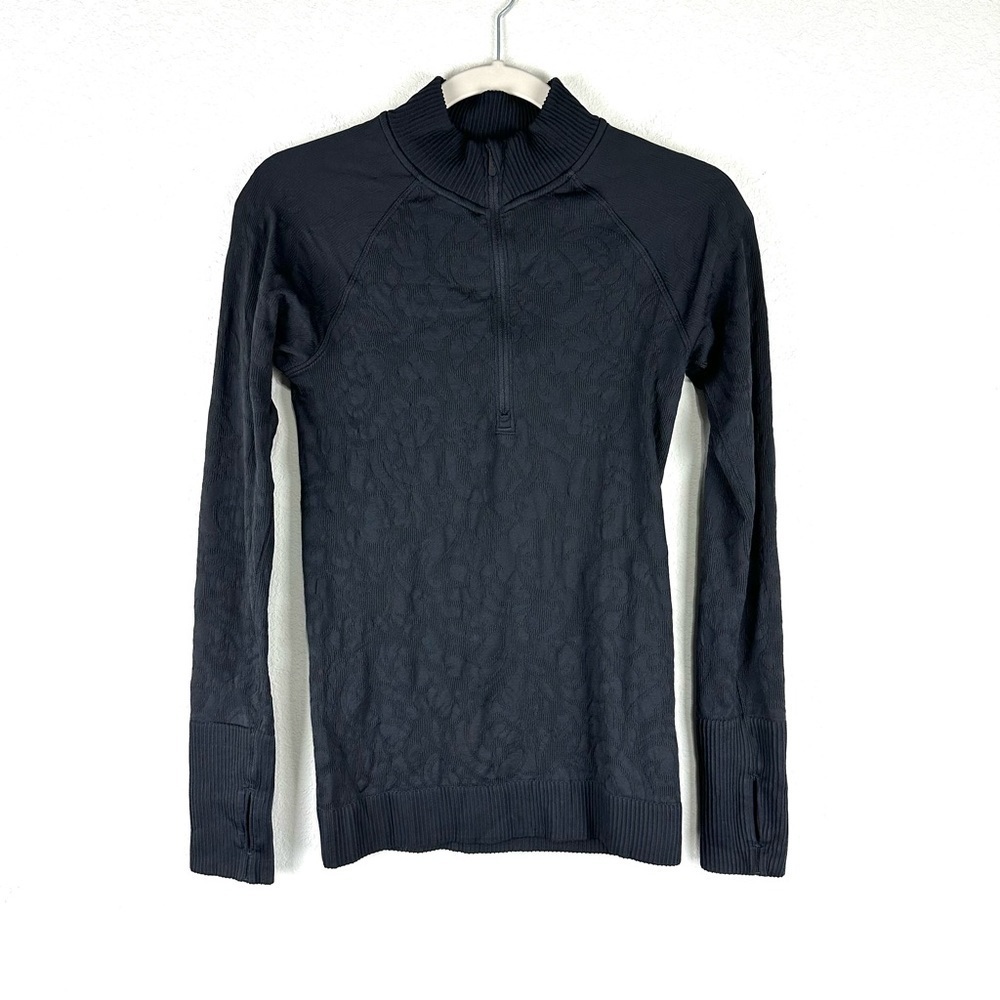 Lululemon Black Rest Less 1/2 Zip Athletic Athleisure Pullover Size 2